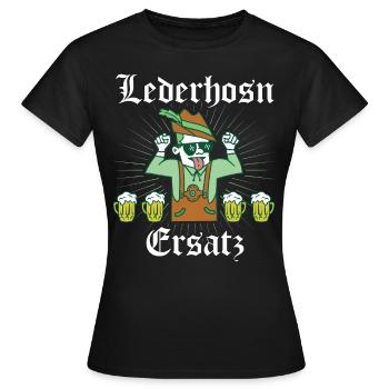 Lederhosn Ersatz Lederhose - Frauen T-Shirt - Schwarz - Vorne - AI Model Female 172 dark (172cm)