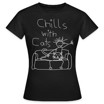 Chats Chat Chat Chat Chat Chat Amoureux - T-shirt Femme - noir - Devant - AI Model Female 172 dark (172cm)