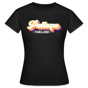 Vintage Urlaub Reise Thailand Pattaya - Frauen T-Shirt - Schwarz - Vorne - AI Model Female 172 dark (172cm)