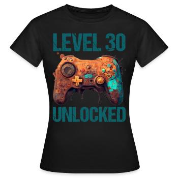 Level 30 Years Gaming 30s 30s Birthday - Women's T-Shirt - black - Front - AI Model Female 172 dark (172cm)