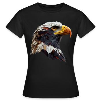 Conception polygonale cool avec un pygargue à tête blanche - T-shirt Femme - noir - Devant - AI Model Female 172 dark (172cm)