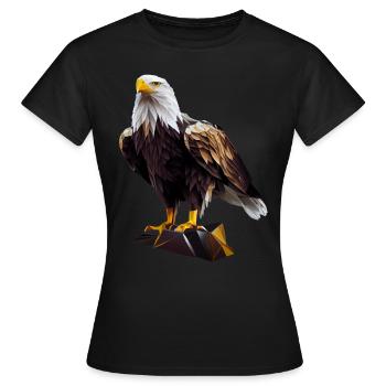 Conception polygonale cool avec un pygargue à tête blanche - T-shirt Femme - noir - Devant - AI Model Female 172 dark (172cm)