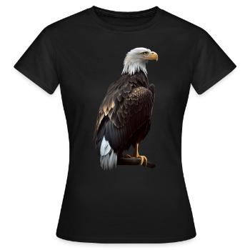 Conception polygonale cool avec un pygargue à tête blanche - T-shirt Femme - noir - Devant - AI Model Female 172 dark (172cm)