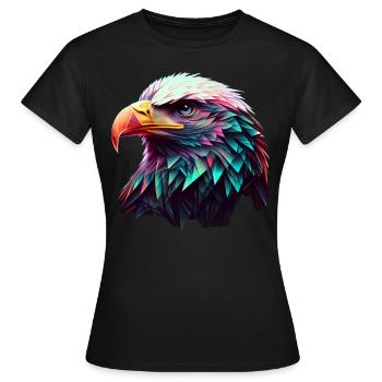 Conception polygonale cool avec un pygargue à tête blanche - T-shirt Femme - noir - Devant - AI Model Female 172 dark (172cm)