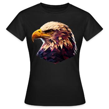 Conception polygonale cool avec un pygargue à tête blanche - T-shirt Femme - noir - Devant - AI Model Female 172 dark (172cm)