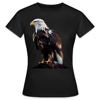 Conception polygonale cool avec un pygargue à tête blanche - T-shirt Femme - noir - Devant - AI Model Female 172 dark (172cm)