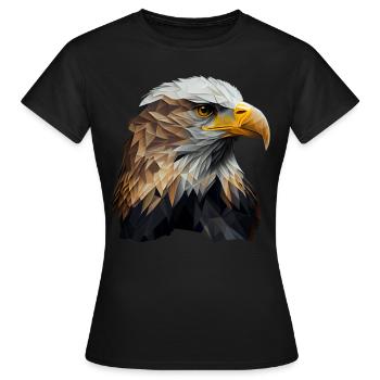 Conception polygonale cool avec un pygargue à tête blanche - T-shirt Femme - noir - Devant - AI Model Female 172 dark (172cm)