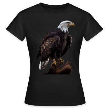 Conception polygonale cool avec un pygargue à tête blanche - T-shirt Femme - noir - Devant - AI Model Female 172 dark (172cm)