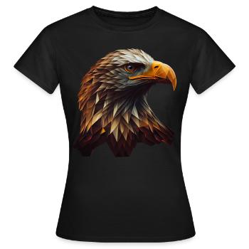 Conception polygonale cool avec un pygargue à tête blanche - T-shirt Femme - noir - Devant - AI Model Female 172 dark (172cm)