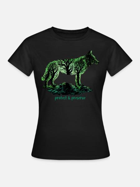 Wölfe Silhouette Naturschutz Tierschutz Wolf - Frauen T-Shirt - Schwarz