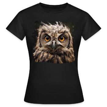 Owls Owl Owl Eagle Owl Night Owl Owl - Women's T-Shirt - black - Front - AI Model Female 172 dark (172cm)