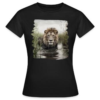 Lion lion réaliste lion - T-shirt Femme - noir - Devant - AI Model Female 172 dark (172cm)