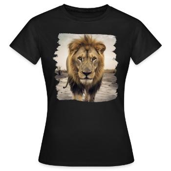 Lion lion réaliste lion - T-shirt Femme - noir - Devant - AI Model Female 172 dark (172cm)