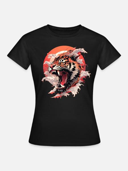 Tokyo Asia 80s Japanese Retro Tiger - Women's T-Shirt - black