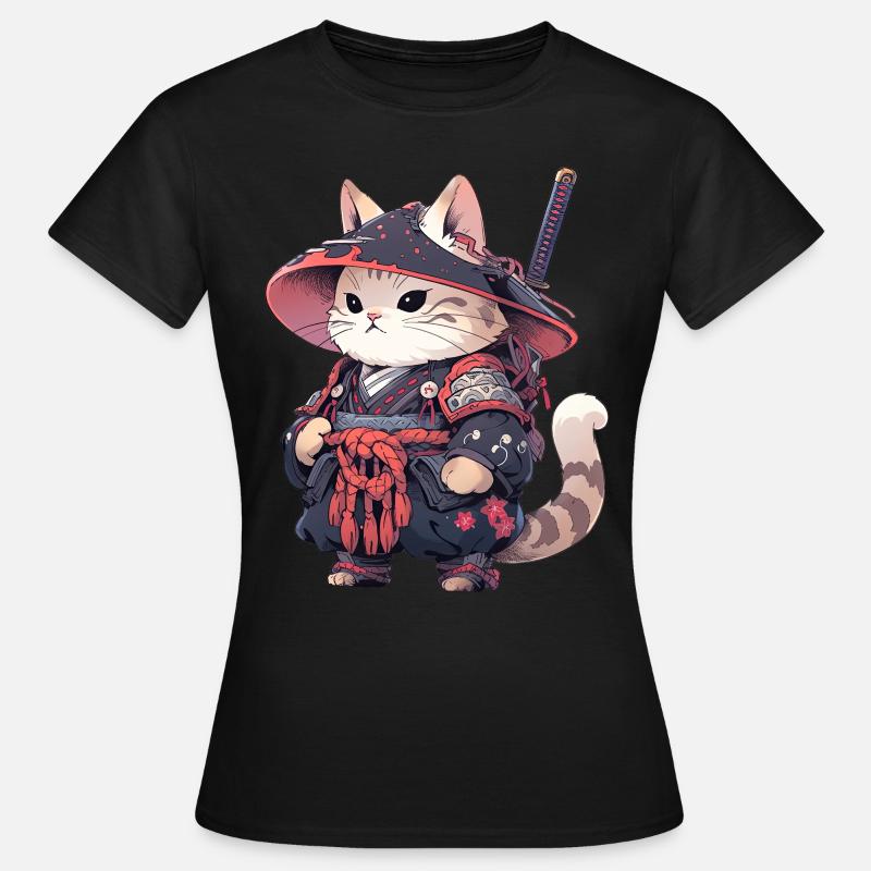 Asia Cat Japanese Samurai Samurai - Women's T-Shirt - black