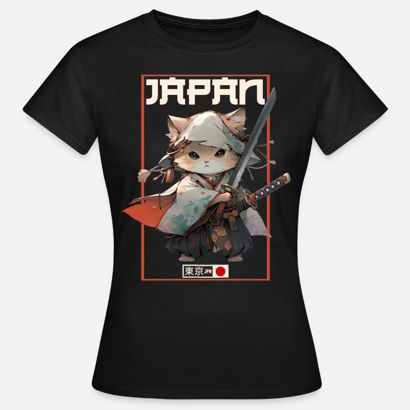 Asia Cat Japanese Samurai Samurai - Women's T-Shirt - black