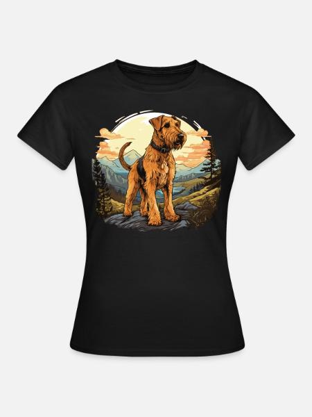 Hund Airedale Terrier - Frauen T-Shirt - Schwarz
