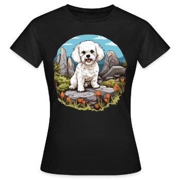 Hund Bichon Friesé - Frauen T-Shirt - Schwarz - Vorne - AI Model Female 172 dark (172cm)