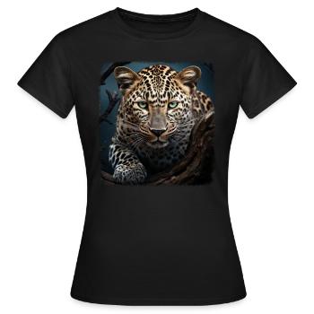 Leoparde realistic Leopard - Women's T-Shirt - black - Front - AI Model Female 172 dark (172cm)