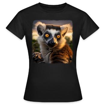 Lémuriens à queue annelée réaliste lémurien à queue annelée - T-shirt Femme - noir - Devant - AI Model Female 172 dark (172cm)