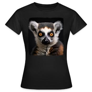 Lémuriens à queue annelée réaliste lémurien à queue annelée - T-shirt Femme - noir - Devant - AI Model Female 172 dark (172cm)
