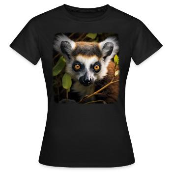 Lémuriens à queue annelée réaliste lémurien à queue annelée - T-shirt Femme - noir - Devant - AI Model Female 172 dark (172cm)