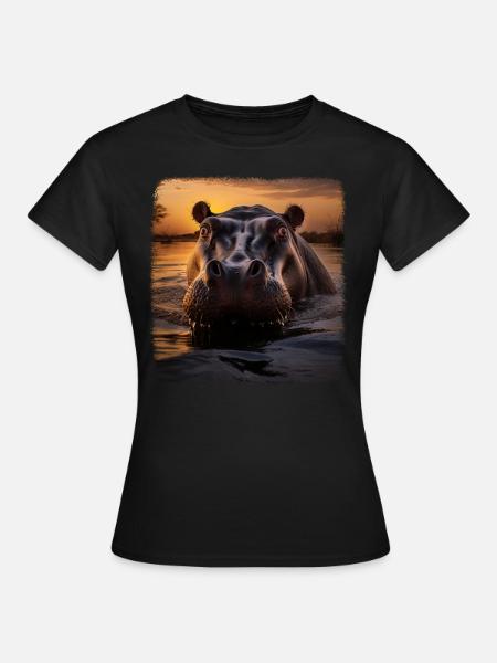 Hippos realistic Hippo - Frauen T-Shirt - Schwarz