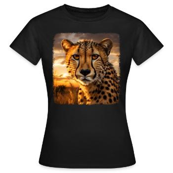 Guépard réaliste Guépard - T-shirt Femme - noir - Devant - AI Model Female 172 dark (172cm)