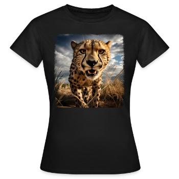 Guépard réaliste Guépard - T-shirt Femme - noir - Devant - AI Model Female 172 dark (172cm)