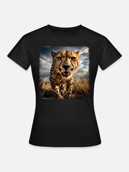 Geparde realistic Gepard - Frauen T-Shirt - Schwarz