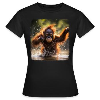 Orangs-outans réalistes Orangs-outans - T-shirt Femme - noir - Devant - AI Model Female 172 dark (172cm)