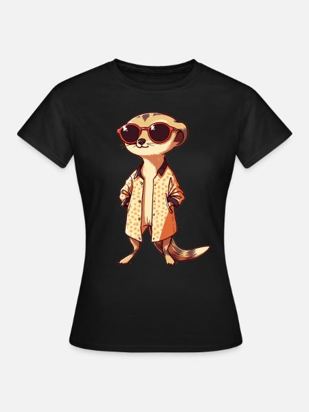 Erdmännchen Mit Sonnenbrille Meerkat - Frauen T-Shirt - Schwarz