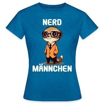 Nerdmännchen Junge Jungen Erdmännchen Nerdy Nerd - Frauen T-Shirt - Antikblaues Saphir meliert - Vorne - AI Model Female 172 dark (172cm)