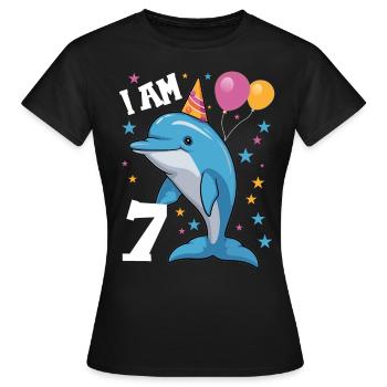 J'ai 7 ans Delfine Delfin 7ème anniversaire - T-shirt Femme - noir - Devant - AI Model Female 172 dark (172cm)