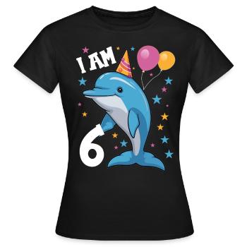 J'ai 6 ans Delfine Delfin 6ème anniversaire - T-shirt Femme - noir - Devant - AI Model Female 172 dark (172cm)