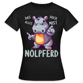 Nilpferd Hippo meckern Meckerer Nölpferd - Frauen T-Shirt - Schwarz - Vorne - AI Model Female 172 dark (172cm)