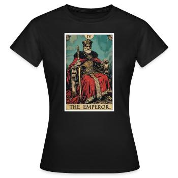 Carte de tarot L’Empereur Le Souverain - T-shirt Femme - noir - Devant - AI Model Female 172 dark (172cm)