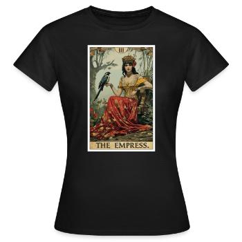 Carte de Tarot L’Impératrice Le Souverain - T-shirt Femme - noir - Devant - AI Model Female 172 dark (172cm)
