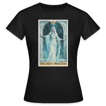 Carte de Tarot La Grande Prêtresse La Grande Prêtresse - T-shirt Femme - noir - Devant - AI Model Female 172 dark (172cm)