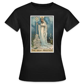 Carte de Tarot La Grande Prêtresse La Grande Prêtresse - T-shirt Femme - noir - Devant - AI Model Female 172 dark (172cm)