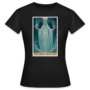 Carte de Tarot La Grande Prêtresse La Grande Prêtresse - T-shirt Femme - noir - Devant - AI Model Female 172 dark (172cm)