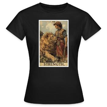 Tarotkarten Tarotkarte Strength Kraft - Frauen T-Shirt - Schwarz - Vorne - AI Model Female 172 dark (172cm)