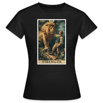 Tarotkarten Tarotkarte Strength Kraft - Frauen T-Shirt - Schwarz - Vorne - AI Model Female 172 dark (172cm)