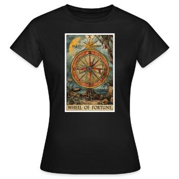 Tarot Card Wheel of Fortune Wheel of Fortune - Women's T-Shirt - black - Front - AI Model Female 172 dark (172cm)
