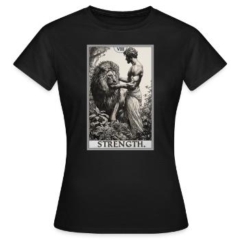 Tarotkarten Tarotkarte Strength Kraft - Frauen T-Shirt - Schwarz - Vorne - AI Model Female 172 dark (172cm)