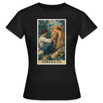 Tarotkarten Tarotkarte Strength Kraft - Frauen T-Shirt - Schwarz - Vorne - AI Model Female 172 dark (172cm)