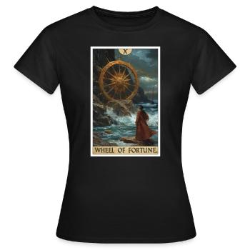 Tarot Card Wheel of Fortune Wheel of Fortune - Women's T-Shirt - black - Front - AI Model Female 172 dark (172cm)