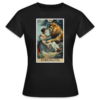 Tarotkarten Tarotkarte Strength Kraft - Frauen T-Shirt - Schwarz - Vorne - AI Model Female 172 dark (172cm)