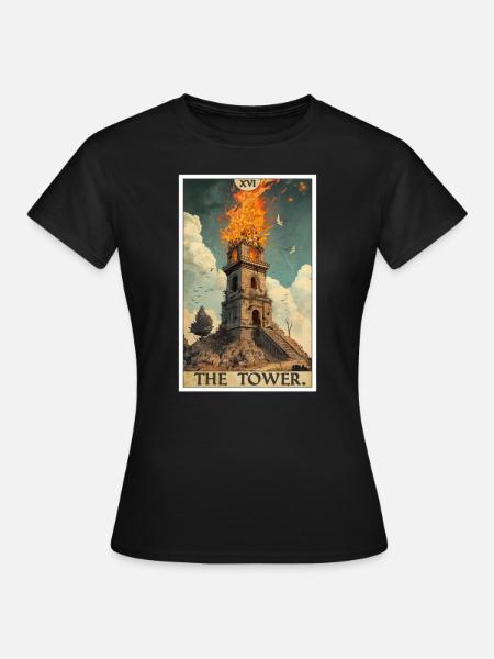 Tarot Cards Tarot Card The Tower The Tower - Women's T-Shirt - black