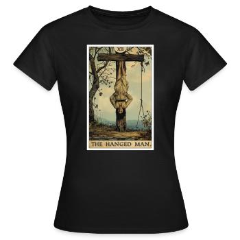 Cartes de tarot Carte de tarot Le Pendu - T-shirt Femme - noir - Devant - AI Model Female 172 dark (172cm)